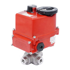 Rp 1'' T-Port 3-Way Stainless Steel Modulating Electric Ball Valve 24 V AC/DC