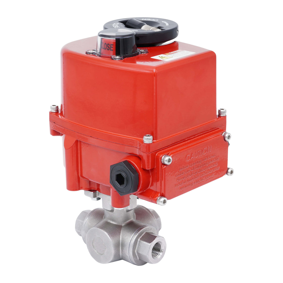 Rp 1'' T-Port 3-Way Stainless Steel Modulating Electric Ball Valve 24 V AC/DC
