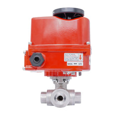Rp 1'' T-Port 3-Way Stainless Steel Modulating Electric Ball Valve 24 V AC/DC