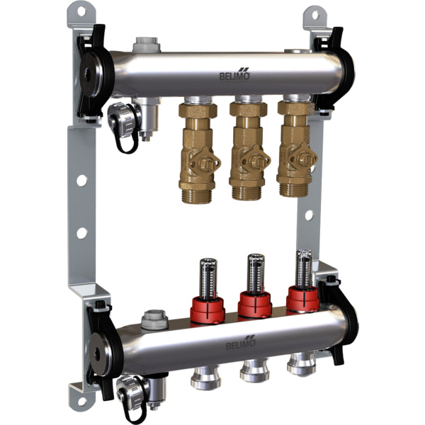 Belimo Manifold 3 x Zone Valves 24VAC/DC 75s 2/3-point 1Nm IP40 Terminal EM-ECQ-03F/CQ24A-T
