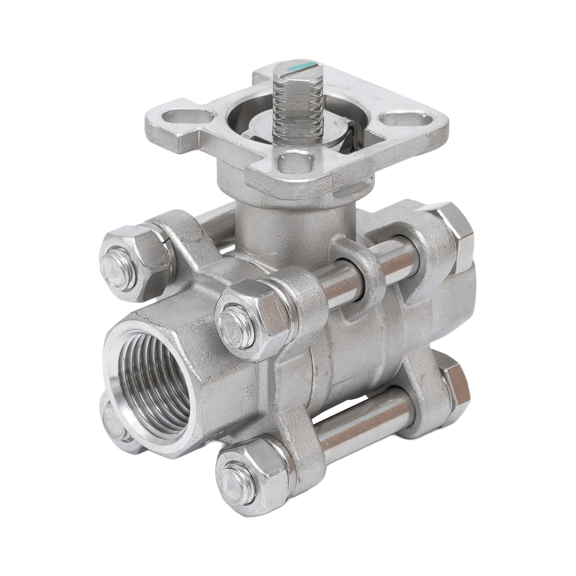 Rp 1/2'' 3-Piece 2-Way Stainless Steel Ball Valve 69 bar RTFE ISO-Top F03/F04 - TamesonPRO 1121-012