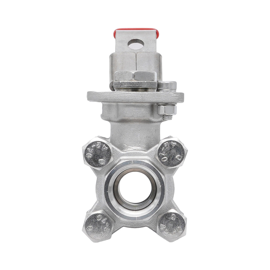 Rp 3/8'' 3-Piece 2-Way Stainless Steel Ball Valve 69 bar RTFE ISO-Top F03/F04 - TamesonPRO 1121-038