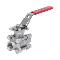 Rp 3/8'' 3-Piece 2-Way Stainless Steel Ball Valve 69 bar RTFE ISO-Top F03/F04 - TamesonPRO 1121-038