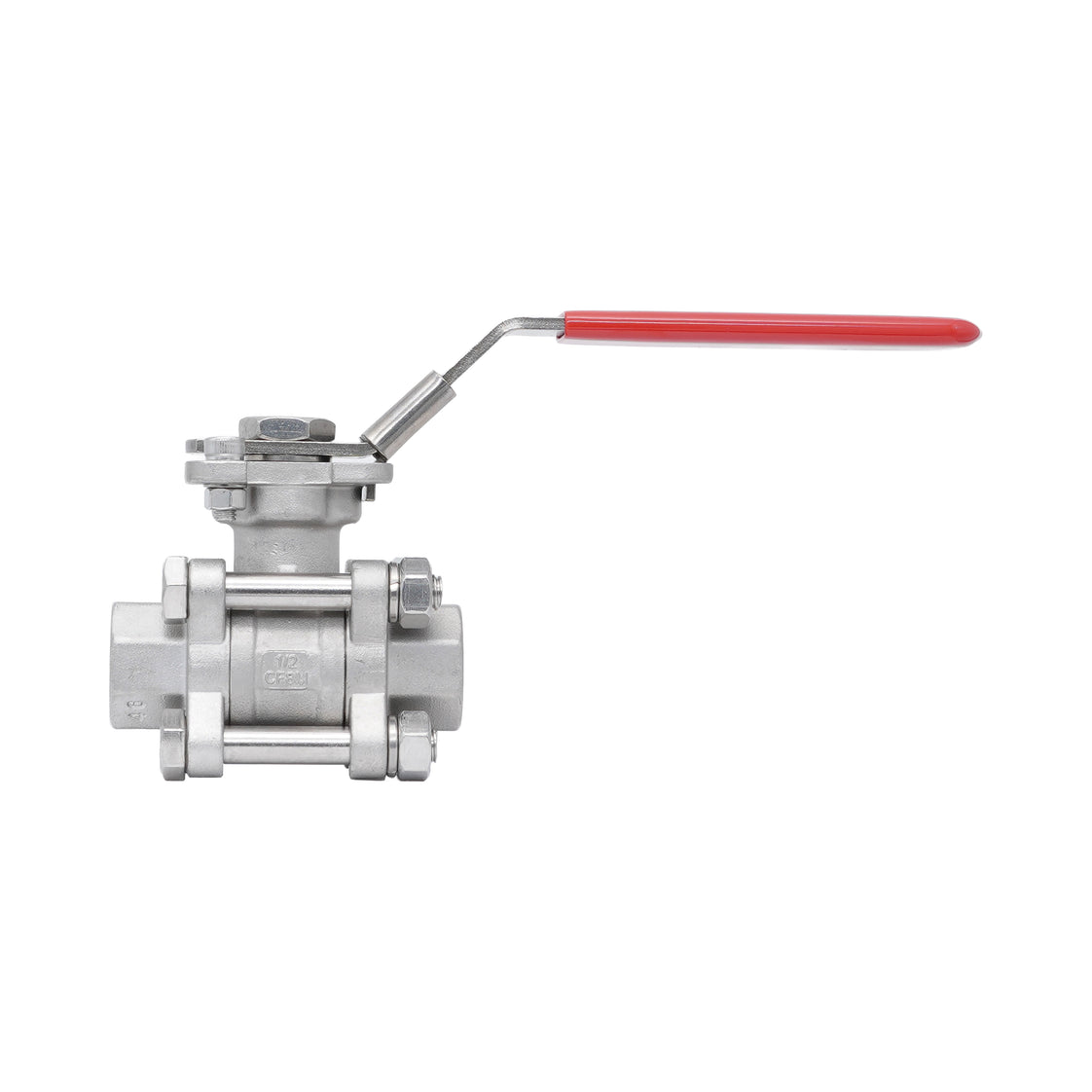 Rp 1/2'' 3-Piece 2-Way Stainless Steel Ball Valve 69 bar RTFE ISO-Top F03/F04 - TamesonPRO 1121-012