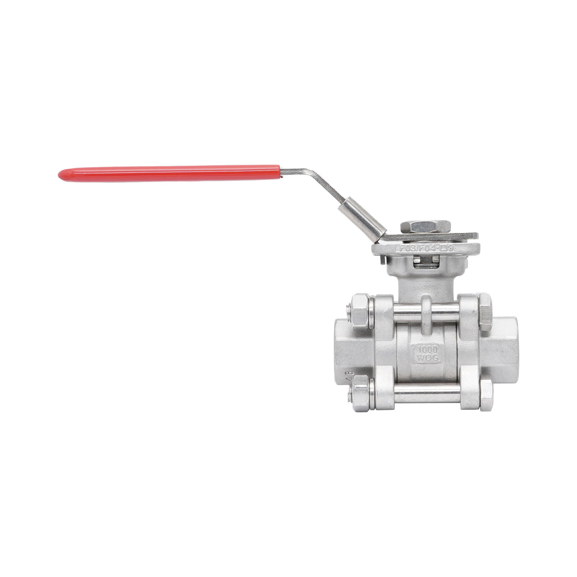 Rp 3/8'' 3-Piece 2-Way Stainless Steel Ball Valve 69 bar RTFE ISO-Top F03/F04 - TamesonPRO 1121-038