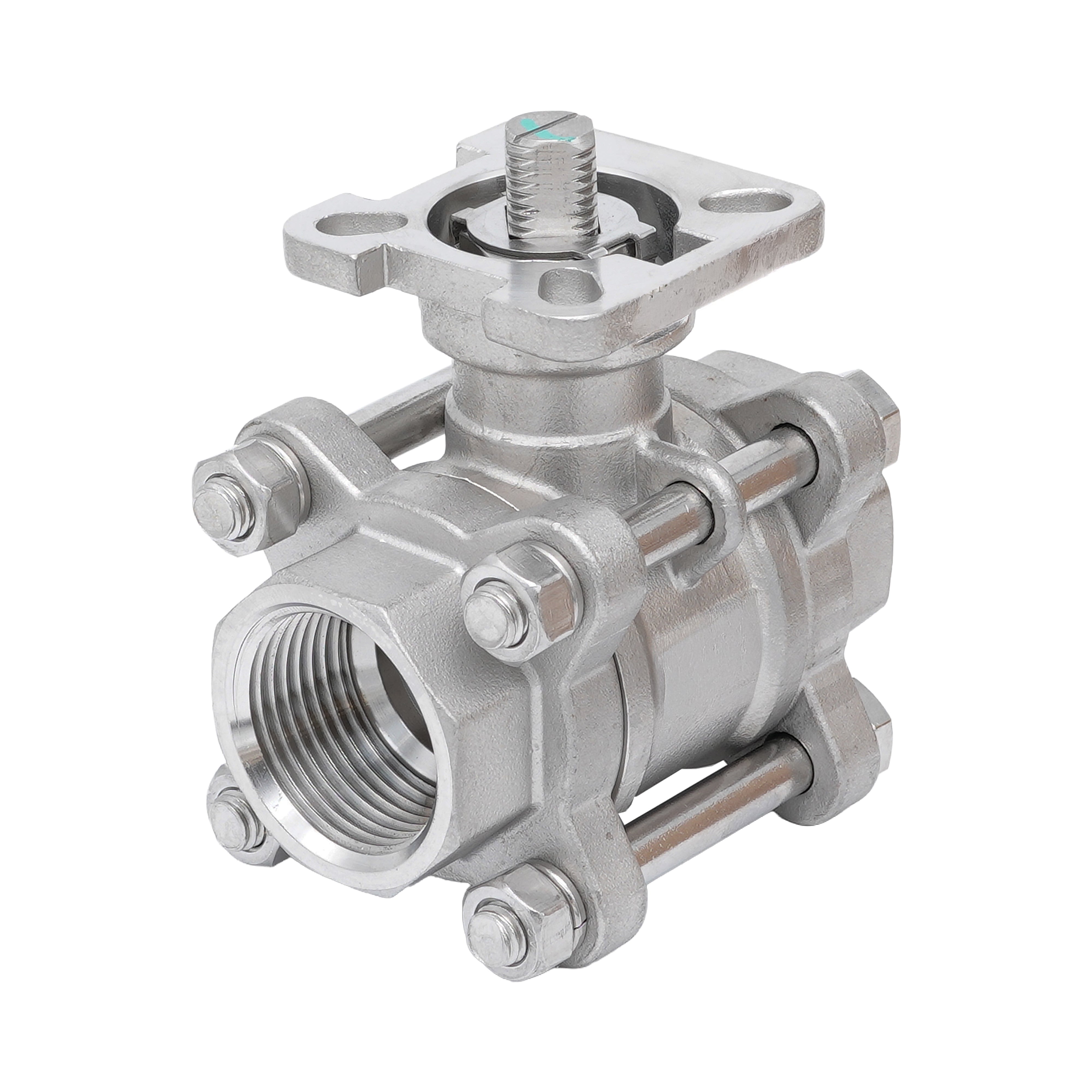 Rp 1'' 3-Piece 2-Way Stainless Steel Ball Valve 69 bar RTFE ISO-Top F0 ...