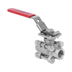 Rp 1/4'' 3-Piece 2-Way Stainless Steel Ball Valve 69 bar RTFE ISO-Top F03/F04 - TamesonPRO 1121-014