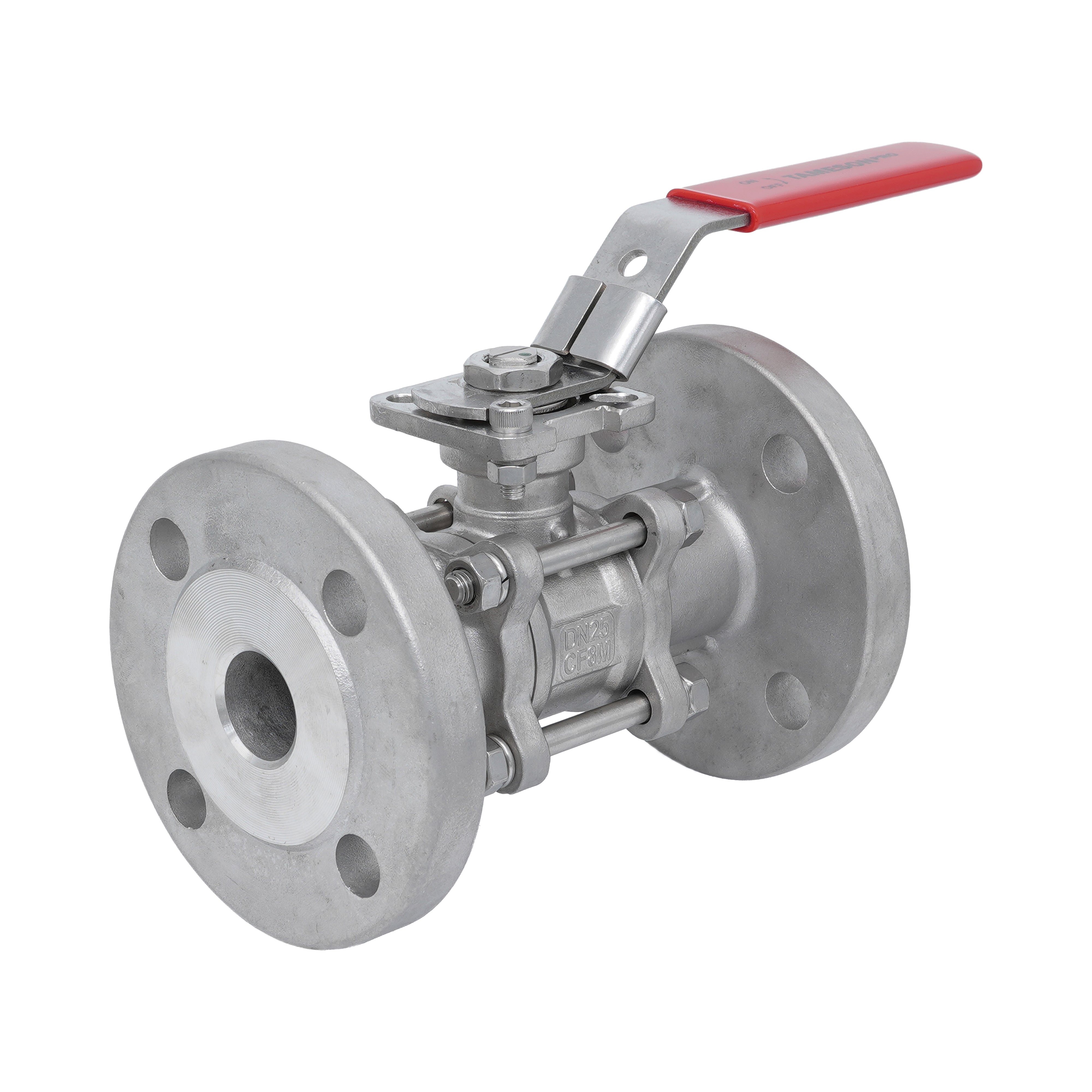 DN15 PN40 3-Piece 2-Way Stainless Steel Flanged Ball Valve PTFE ISO-To ...