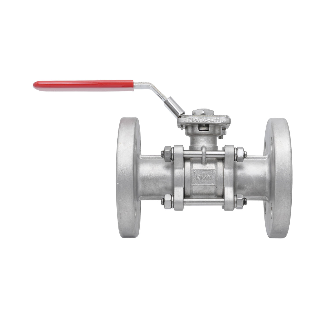 DN15 PN40 3-Piece 2-Way Stainless Steel Flanged Ball Valve PTFE ISO-Top F03/F04 - TamesonPRO 1124-015