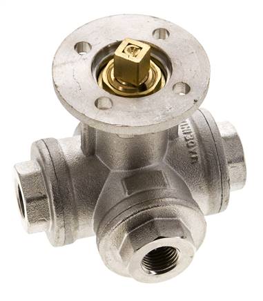 G1/4'' 3-Way L-port Ball Valve Brass ISO-Top 40bar - BL3BAL