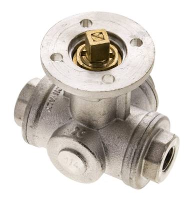 G1/4'' 3-Way T-port Ball Valve Brass ISO-Top 40bar - BL3BAT