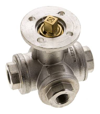 G1/4'' 3-Way T-port Ball Valve Brass ISO-Top 40bar - BL3BAT