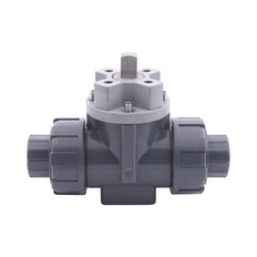 32mm Solvent Socket 3-Way PVC Ball Valve T-Bore ISO-Top F03 10 bar PTFE/EPDM