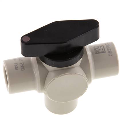 PP 3-way Ball Valve G 1/4'' FKM Vacuum