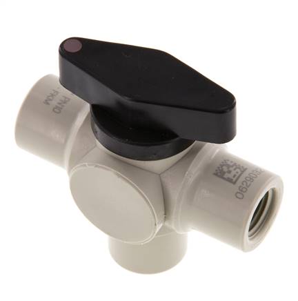 PP 3-way Ball Valve G 1/4'' FKM Vacuum