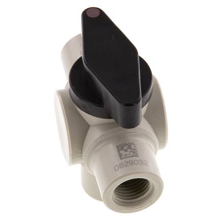 PP 3-way Ball Valve G 1/4'' FKM Vacuum