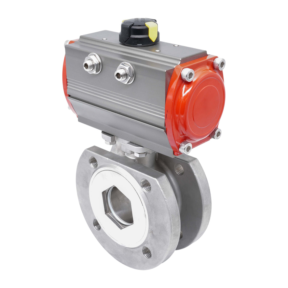 DN20 PN40 1-Piece 2-Way Pneumatic Stainless Steel Flanged Ball Valve Spring-open