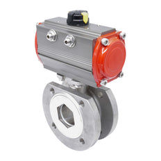 DN15 PN40 1-Piece 2-Way Pneumatic Stainless Steel Flanged Ball Valve Spring-closed