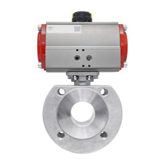 DN20 PN40 1-Piece 2-Way Pneumatic Stainless Steel Flanged Ball Valve Spring-closed