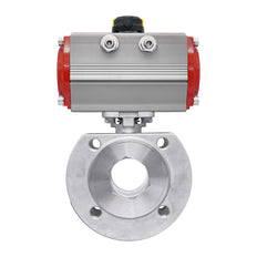 DN20 PN40 1-Piece 2-Way Pneumatic Stainless Steel Flanged Ball Valve Spring-open