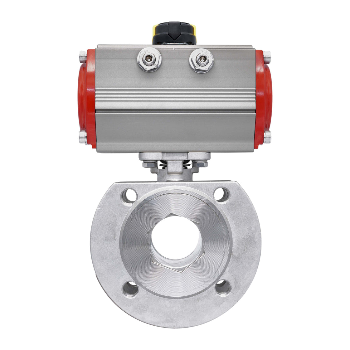DN15 PN40 1-Piece 2-Way Pneumatic Stainless Steel Flanged Ball Valve Spring-closed