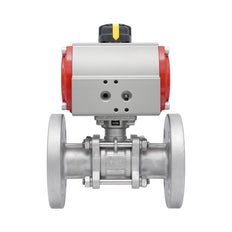 DN20 PN40 3-Piece 2-Way Pneumatic Stainless Steel Flanged Ball Valve Spring-open