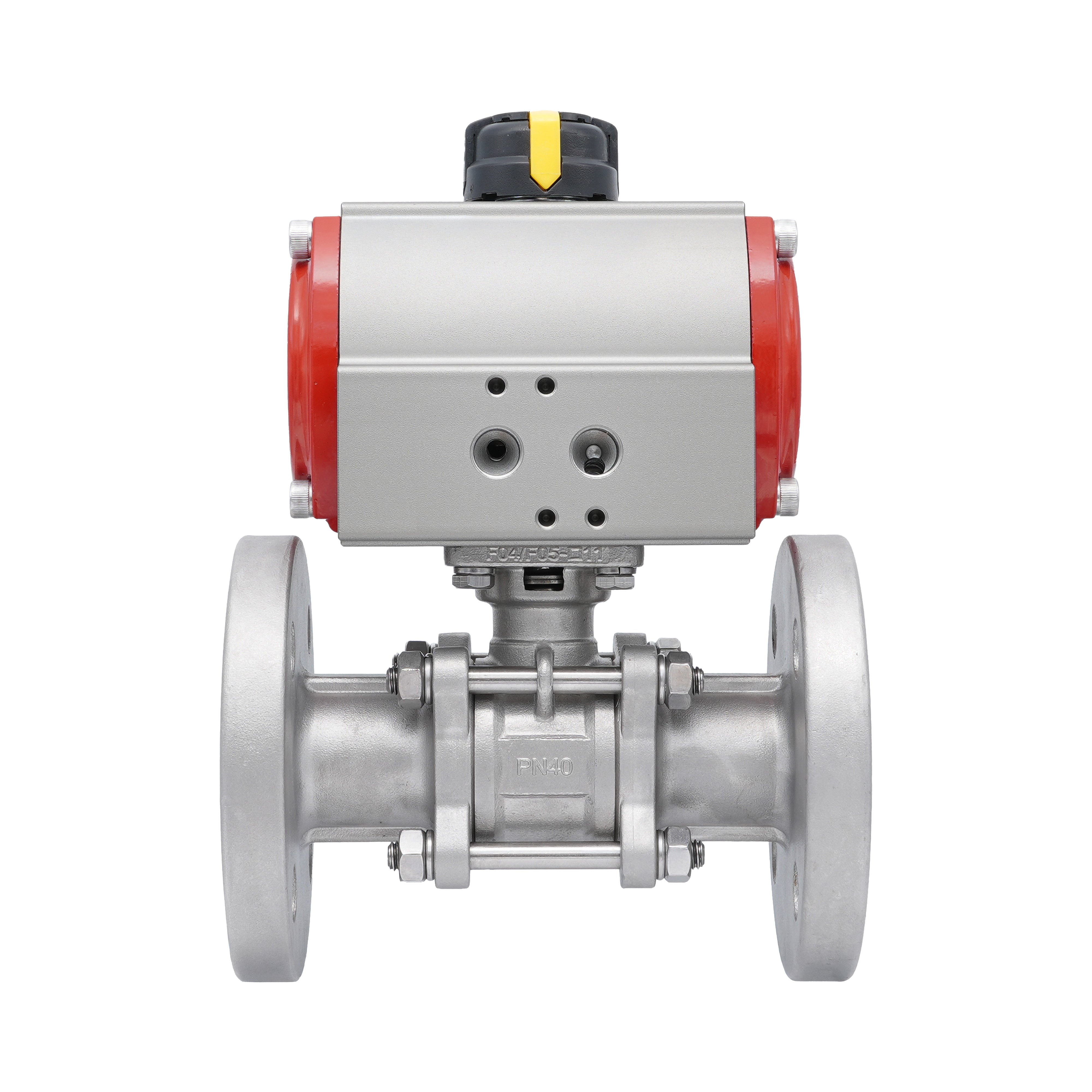 DN25 PN40 3-Piece 2-Way Pneumatic Stainless Steel Flanged Ball Valve D ...
