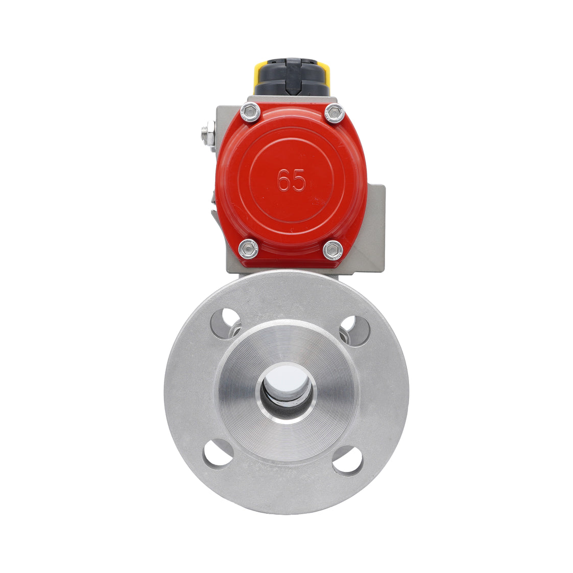 DN25 PN40 3-Piece 2-Way Pneumatic Stainless Steel Flanged Ball Valve Spring-open