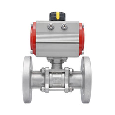 DN20 PN40 3-Piece 2-Way Pneumatic Stainless Steel Flanged Ball Valve Spring-closed