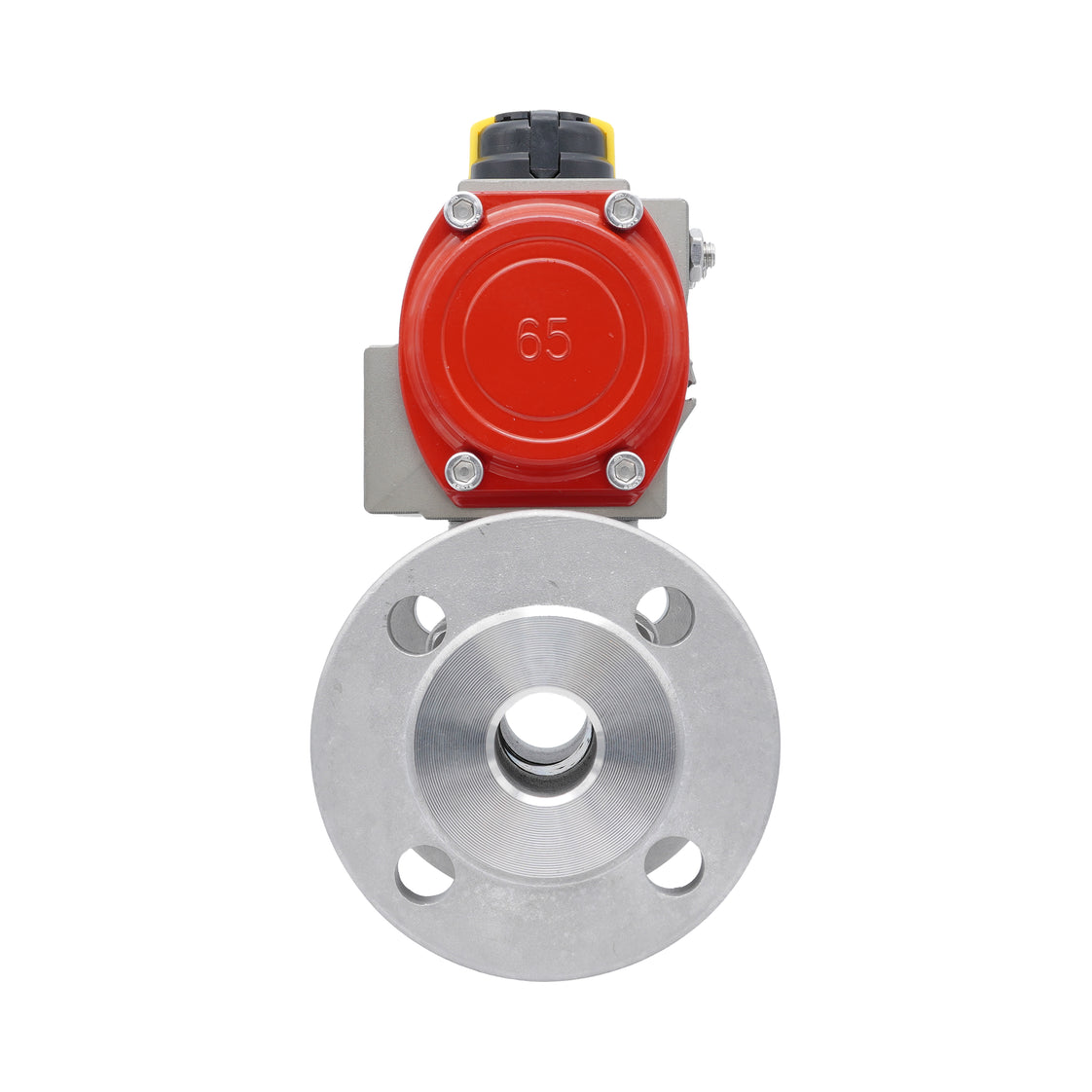 DN20 PN40 3-Piece 2-Way Pneumatic Stainless Steel Flanged Ball Valve Double-acting
