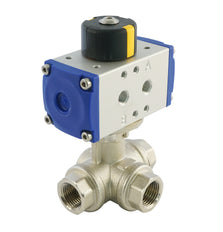 G1/2'' 3-Way L-port Brass Pneumatic Ball Valve Double Acting - BL3BA