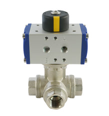 G3/4'' 3-Way L-port Brass Pneumatic Ball Valve Double Acting - BL3BA