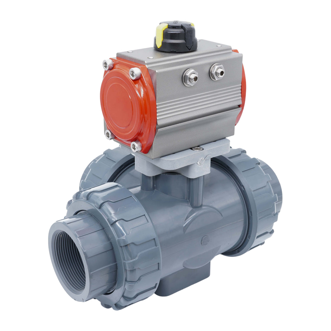 3-Way Pneumatic Ball Valve 63 mm T-bore PVC Spring Closing