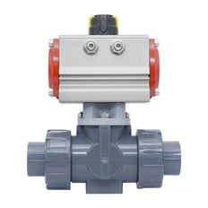 3-Way Pneumatic Ball Valve 40 mm L-bore PVC Spring Closing