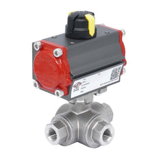 Rp 1 1/4'' T-Port 3-Way Pneumatic Stainless Steel Ball Valve Double-acting