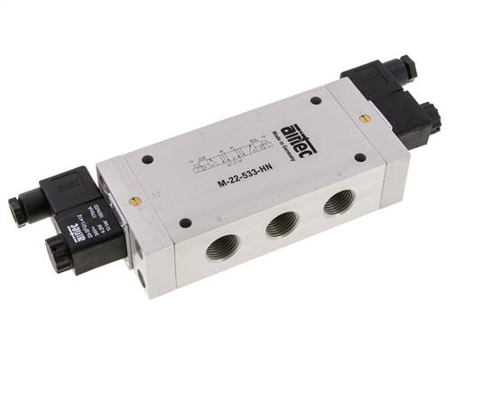 5/3 G1/2'' Exhaust Center Solenoid Valve 24V DC 3-10bar/42-140psi Airtec