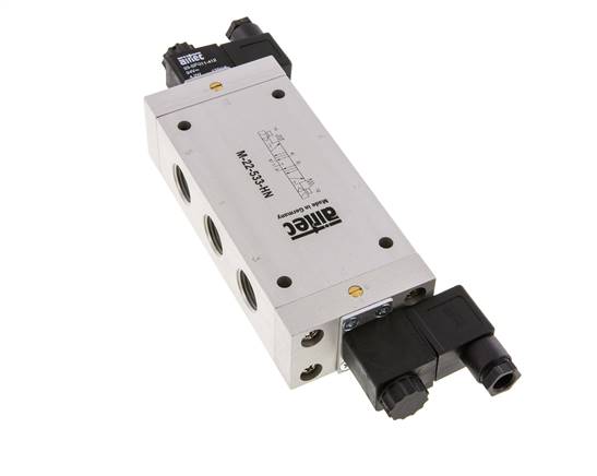 5/3 G1/2'' Exhaust Center Solenoid Valve 24V DC 3-10bar/42-140psi Airtec