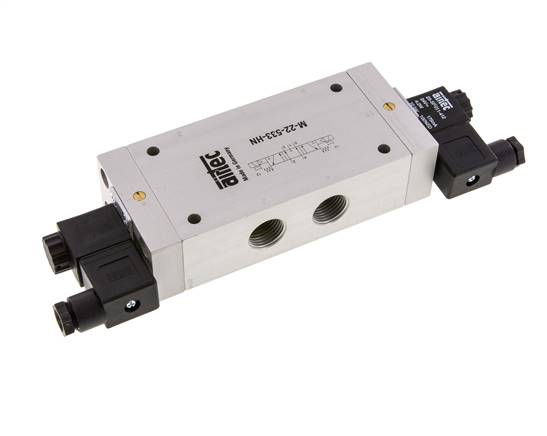 5/3 G1/2'' Exhaust Center Solenoid Valve 24V DC 3-10bar/42-140psi Airtec