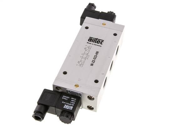 5/3 G1/2'' Exhaust Center Solenoid Valve 24V DC 3-10bar/42-140psi Airtec