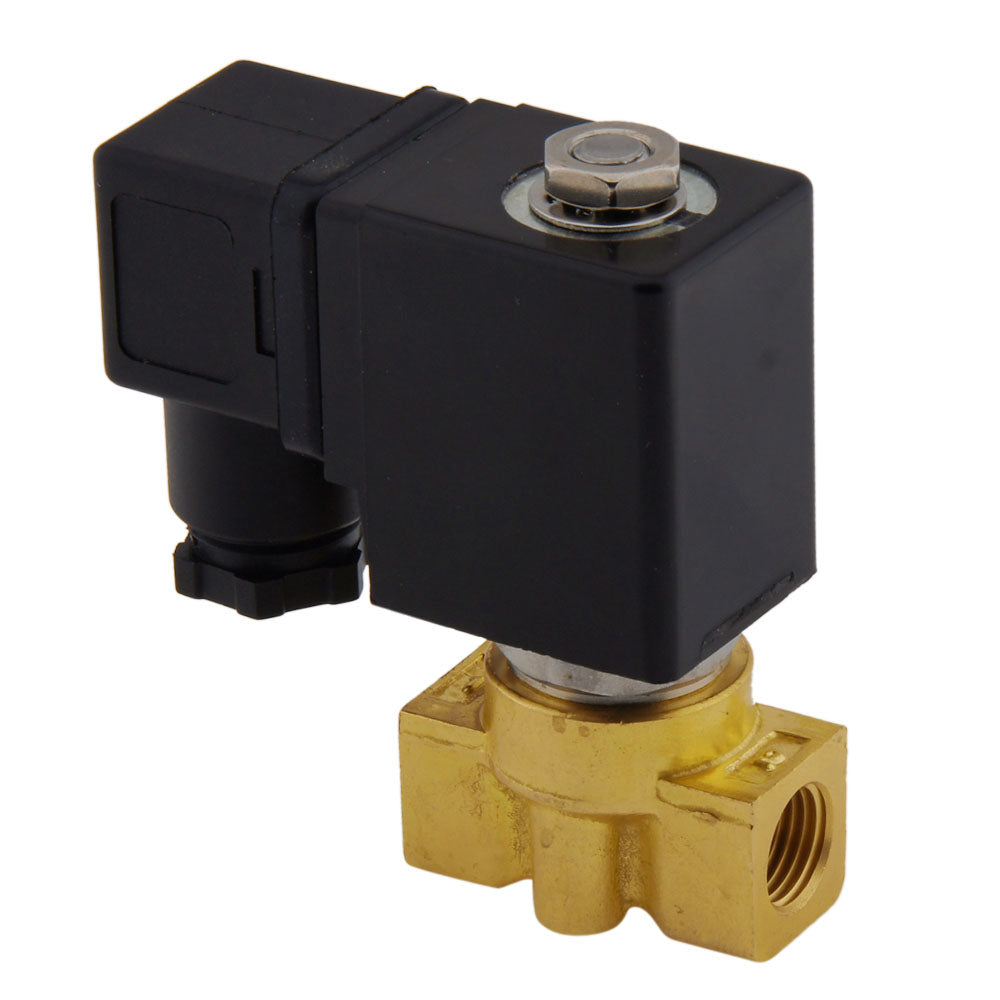 Solenoid Valve HP-DA 1/4'' high pressure brass PTFE 4-100bar 230V AC