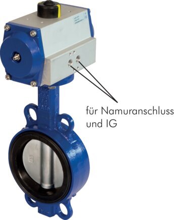 DN50 (2 inch) Wafer Pneumatic Butterfly Valve GG25-Stainless Steel-NBR Spring Closed - BFLW
