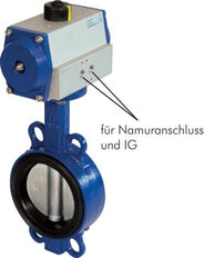 DN50 (2 inch) Wafer Pneumatic Butterfly Valve GG25-Stainless Steel-NBR Spring Closed - BFLW