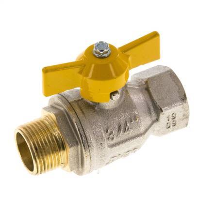 Male To Female R/Rp 3/4 inch Gas 2-Way Butterfly handle Brass Ball Valve