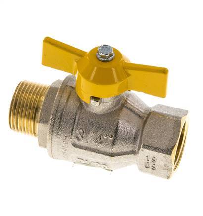 Male To Female R/Rp 3/4 inch Gas 2-Way Butterfly handle Brass Ball Valve