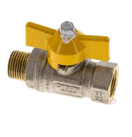 Male To Female R/Rp 3/8 inch Gas 2-Way Butterfly handle Brass Ball Valve
