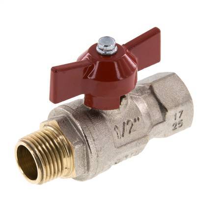 Male To Female R/Rp 1/2 inch Butterfly Handle 2-Way Brass Ball Valve