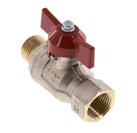 Male To Female R/Rp 1/2 inch Butterfly Handle 2-Way Brass Ball Valve