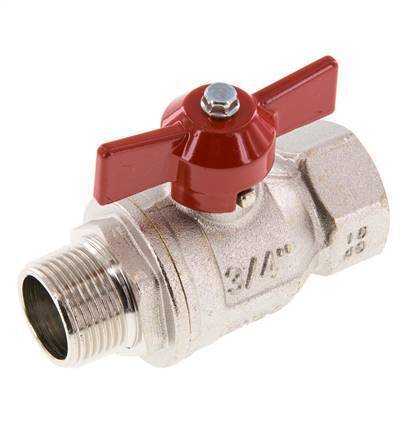 Male To Female R/Rp 3/4 inch Butterfly Handle 2-Way Brass Ball Valve