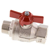 Male To Female R/Rp 3/4 inch Butterfly Handle 2-Way Brass Ball Valve
