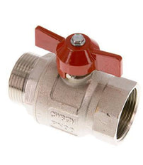 Male To Female G/G 1-1/4 inch Butterfly Handle Short Design 2-Way Brass Ball Valve